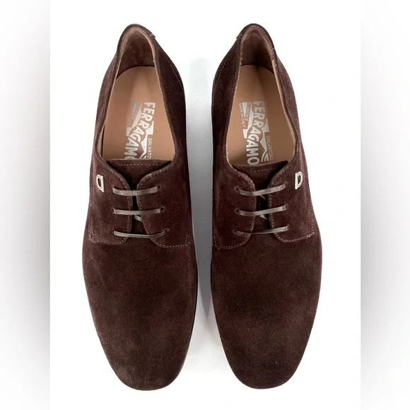 Salvatore Ferragamo Spencer Derby Suede Oxford Gancini Logo Loafers US 7 - EU 41